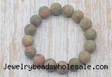 CGB5523 10mm, 12mm round matte unakite beads stretchy bracelets