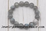 CGB5663 10mm, 12mm labradorite beads with zircon ball charm bracelets