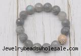 CGB5664 10mm, 12mm faceted labradorite beads with zircon ball charm bracelets