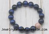 CGB5676 10mm, 12mm blue tiger eye beads with zircon ball charm bracelets