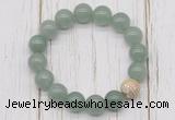 CGB5686 10mm, 12mm green aventurine beads with zircon ball charm bracelets