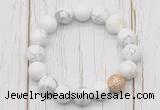 CGB5690 10mm, 12mm white howlite beads with zircon ball charm bracelets