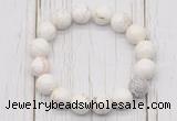 CGB5691 10mm, 12mm white howlite turquoise beads with zircon ball charm bracelets