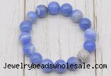 CGB5704 10mm, 12mm blue banded agate beads with zircon ball charm bracelets