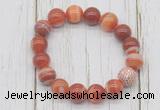 CGB5706 10mm, 12mm red banded agate beads with zircon ball charm bracelets