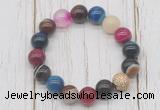 CGB5709 10mm, 12mm colorful banded agate beads with zircon ball charm bracelets