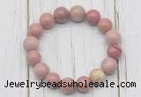 CGB5731 10mm, 12mm pink wooden jasper beads with zircon ball charm bracelets