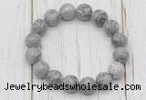 CGB5734 10mm, 12mm grey picture jasper beads with zircon ball charm bracelets