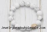 CGB5800 10mm, 12mm matte white howlite beads with zircon ball charm bracelets