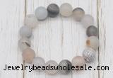 CGB5802 10mm, 12mm matte montana agate beads with zircon ball charm bracelets