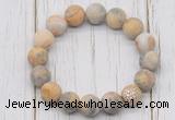 CGB5804 10mm, 12mm matte yellow crazy lace agate beads with zircon ball charm bracelets