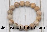 CGB5816 10mm, 12mm matte picture jasper beads with zircon ball charm bracelets