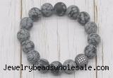 CGB5819 10mm, 12mm matte snowflake obsidian beads with zircon ball charm bracelets