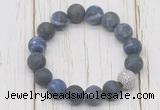 CGB5821 10mm, 12mm matte sodalite beads with zircon ball charm bracelets