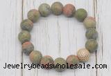 CGB5823 10mm, 12mm matte unakite beads with zircon ball charm bracelets