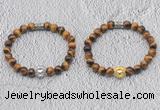 CGB6006 8mm round yellow tiger eye bracelet with lion head for men