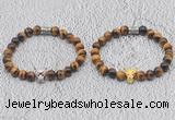 CGB6007 8mm round yellow tiger eye bracelet with leopard head for men