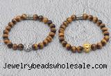 CGB6009 8mm round grade AA yellow tiger eye bracelet with lion head for men