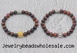 CGB6012 8mm round red tiger eye bracelet with lion head for men