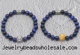 CGB6034 8mm round blue tiger eye bracelet with lion head for men