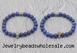 CGB6045 8mm round lapis lazuli bracelet with skull for men