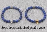 CGB6046 8mm round lapis lazuli bracelet with skull for men