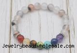 CGB6201 8mm montana agate 7 chakra beaded mala stretchy bracelets