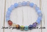 CGB6206 8mm blue banded agate 7 chakra beaded mala stretchy bracelets