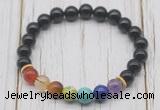 CGB6215 8mm black agate 7 chakra beaded mala stretchy bracelets