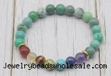 CGB6218 8mm grass agate 7 chakra beaded mala stretchy bracelets