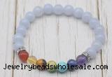 CGB6219 8mm blue lace agate 7 chakra beaded mala stretchy bracelets