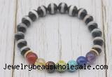 CGB6221 8mm Tibetan agate 7 chakra beaded mala stretchy bracelets