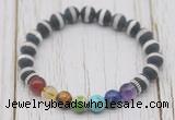 CGB6227 8mm matte Tibetan agate 7 chakra beaded mala stretchy bracelets