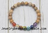 CGB6233 8mm picture jasper 7 chakra beaded mala stretchy bracelets