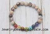 CGB6238 8mm brown zebra jasper 7 chakra beaded mala stretchy bracelets