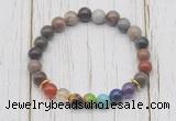 CGB6244 8mm wooden jasper 7 chakra beaded mala stretchy bracelets