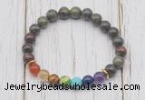 CGB6245 8mm dragon blood jasper 7 chakra beaded mala stretchy bracelets