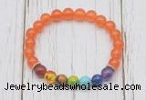 CGB6255 8mm candy jade 7 chakra beaded mala stretchy bracelets