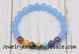 CGB6258 8mm candy jade 7 chakra beaded mala stretchy bracelets