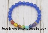 CGB6260 8mm candy jade 7 chakra beaded mala stretchy bracelets