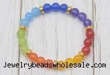 CGB6264 8mm 7 chakra mixed candy jade beaded mala stretchy bracelets