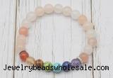 CGB6266 8mm pink aventurine 7 chakra beaded mala stretchy bracelets