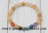 CGB6267 8mm yellow aventurine 7 chakra beaded mala stretchy bracelets