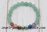 CGB6268 8mm green aventurine 7 chakra beaded mala stretchy bracelets