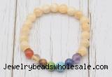 CGB6269 8mm honey jade 7 chakra beaded mala stretchy bracelets