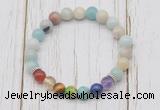 CGB6270 8mm amazonite 7 chakra beaded mala stretchy bracelets