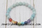 CGB6271 8mm amazonite 7 chakra beaded mala stretchy bracelets