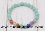 CGB6272 8mm peru amazonite 7 chakra beaded mala stretchy bracelets