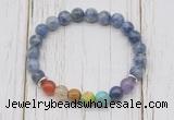 CGB6277 8mm blue spot stone 7 chakra beaded mala stretchy bracelets