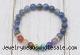 CGB6278 8mm sodalite 7 chakra beaded mala stretchy bracelets